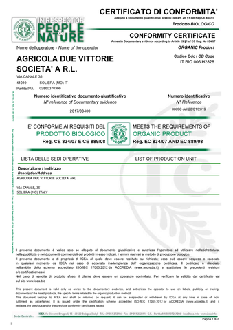 Due Vittorie Oro Organic (Bio) Balsamic